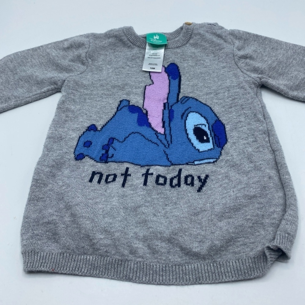 Lilo & STITCH DISNEY BABY SWEATER 18 M 100% COTTON PULLOVER Not Today